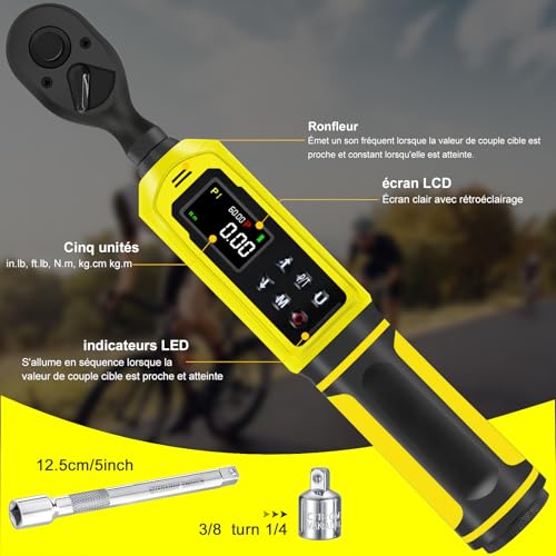 ATsafepro Clé Dynamométrique 3/8, Clef Dynamometrique 5-60 Nm